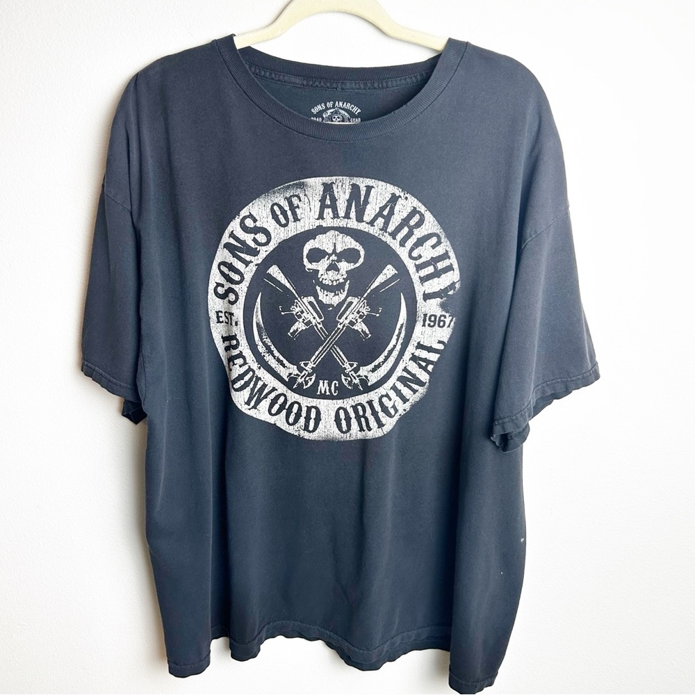 Sons of Anarchy worn grunge outlaw redwood motorcycle gang tee size 2XL